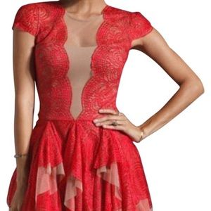 BCBG cap sleeve mini lace dress